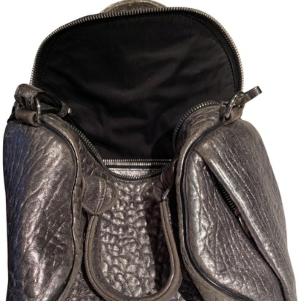 Alexander Wang-Mini Rockie Pebbled Metallic Silver